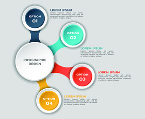 infographic flowchart template with round elements and text. color business infographic design