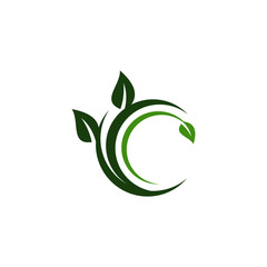 Creative green leaf logo template