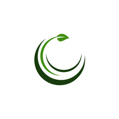 Creative green leaf logo template