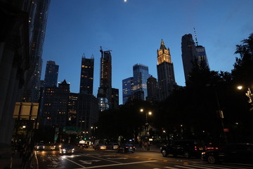 Fototapeta na wymiar Buildings by night at World trade Center