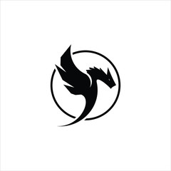 Dragon Logo Design Legendary Myth Animal Vector Simple Silhouette