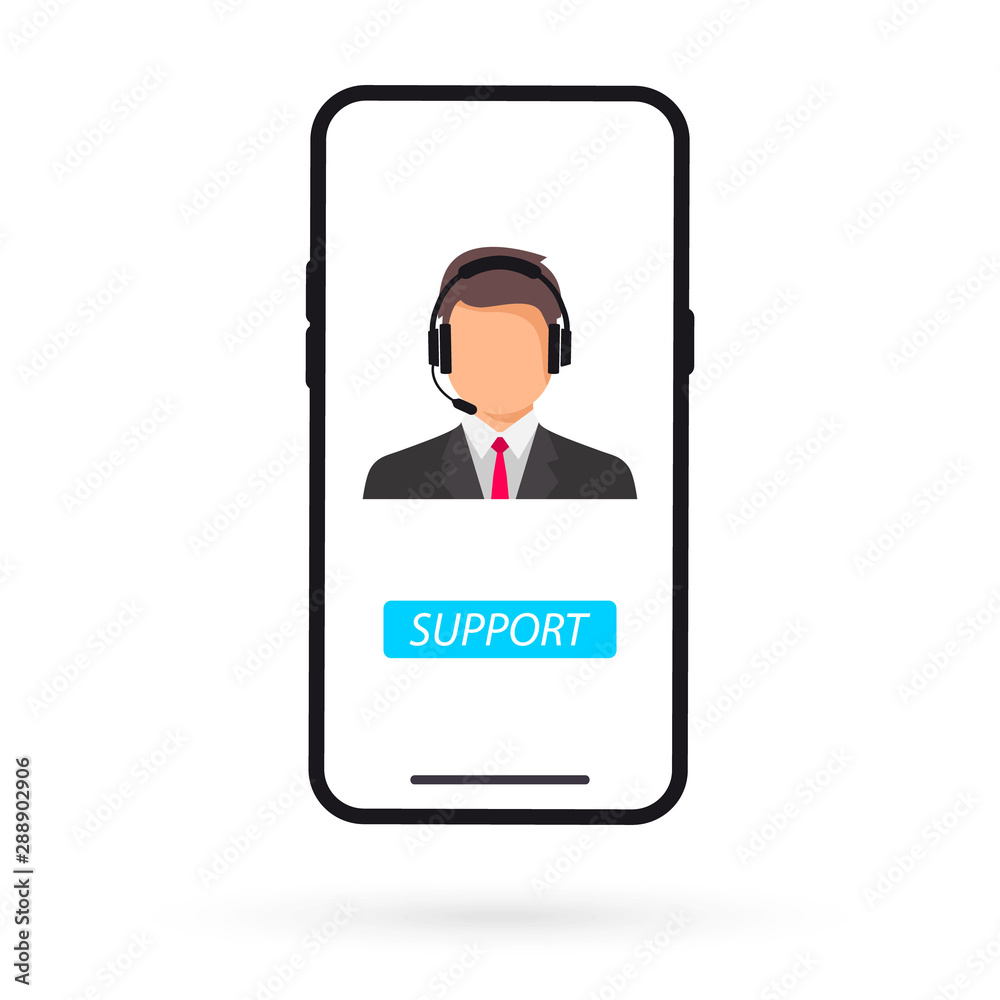 Leinwandbilder Online support concept. Call center. Support service help assistance guidance. System of technical support. Customer and operator, online technical support 24-7 for mobile phone