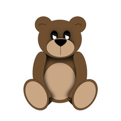 Cartoon illustration. Brown Teddy bear isolated on white background.