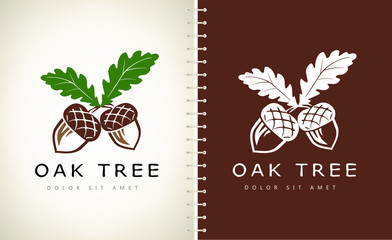 Oak tree logo. Acorn  vector. © Natalia Iachimova