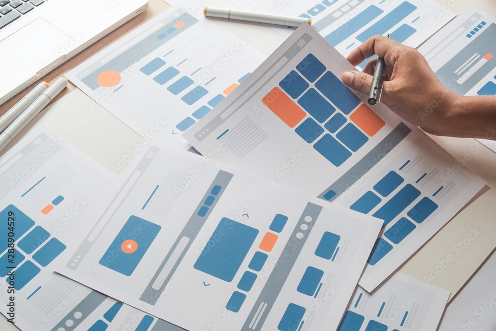 Poster website designer creative planning application developer development draft sketch drawing template l