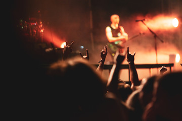 crowd of people having fun at concert - summer music festival