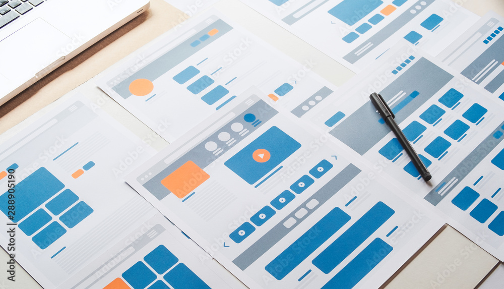Poster website designer creative planning application developer development draft sketch drawing template l