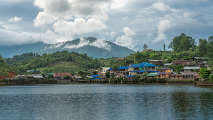 Obraz premium House With Lake Mountain View