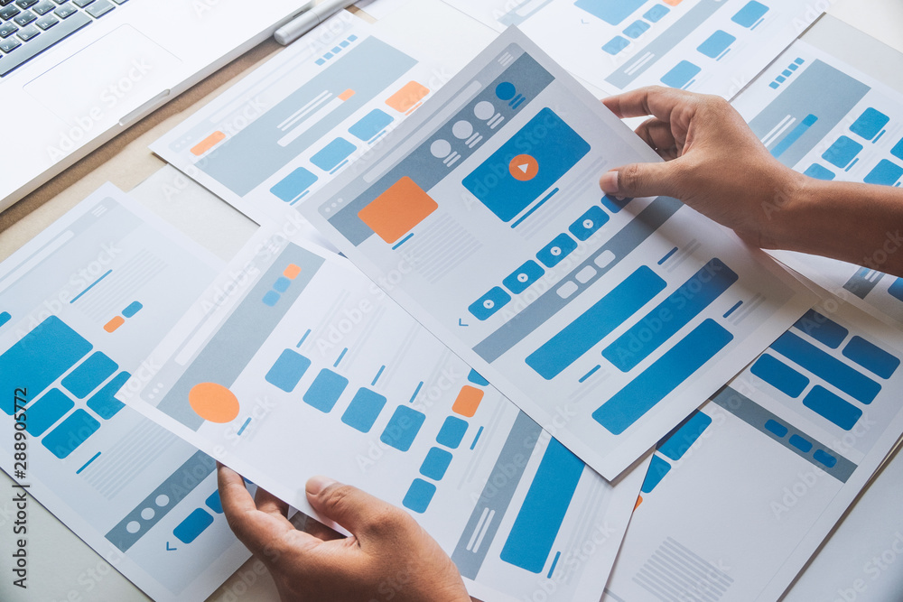 Poster website designer creative planning application developer development draft sketch drawing template l