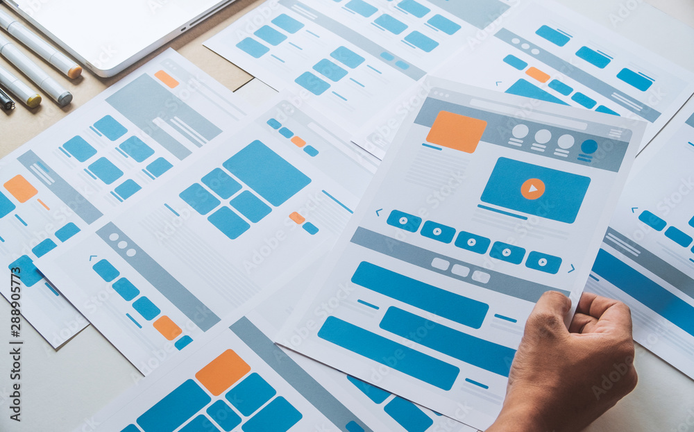 Poster website designer creative planning application developer development draft sketch drawing template l