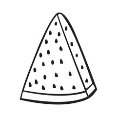 Black and white vector icon of watermelon slice