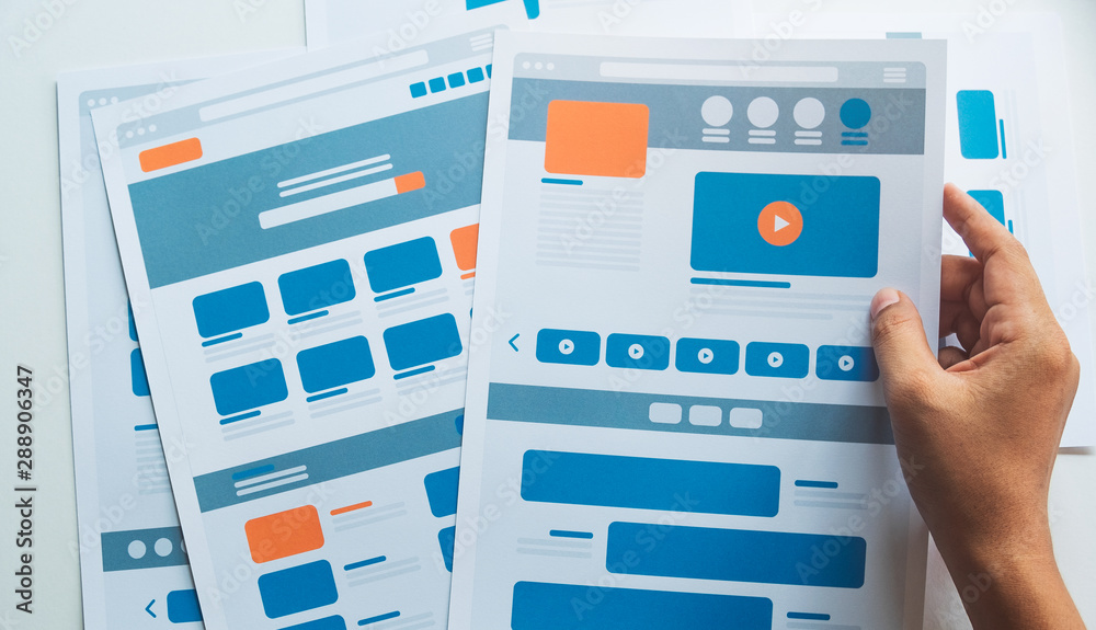 Poster website designer creative planning application developer development draft sketch drawing template l