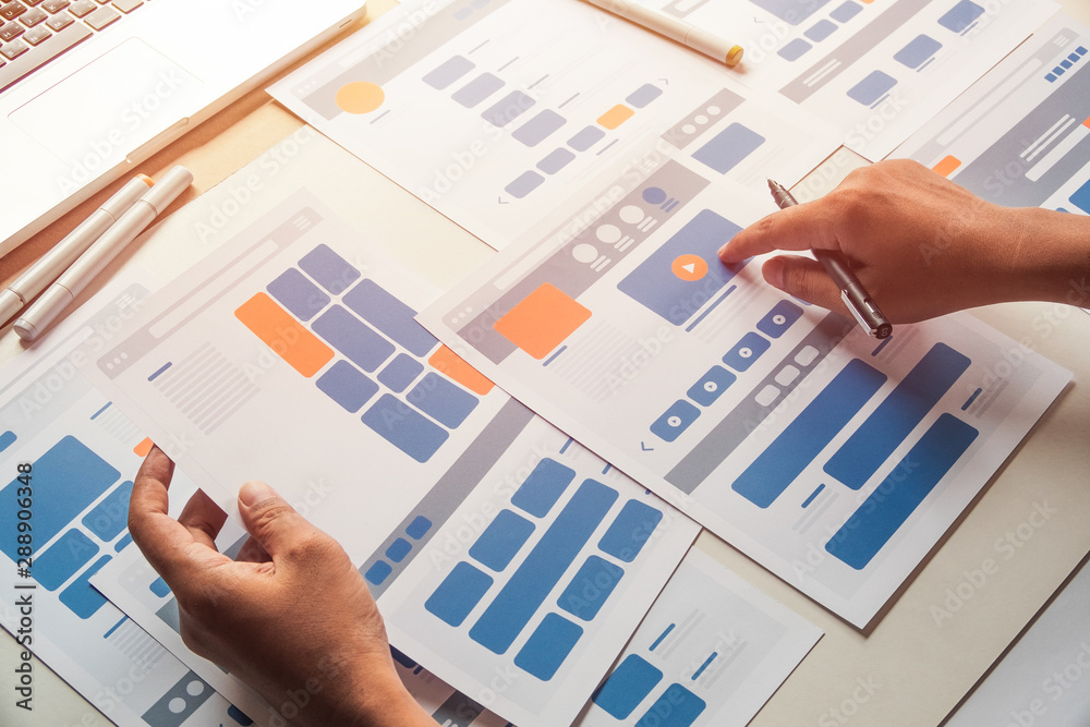 Poster website designer creative planning application developer development draft sketch drawing template l