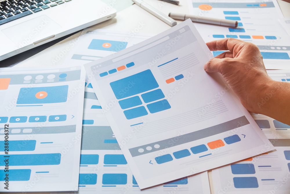 Poster website designer creative planning application developer development draft sketch drawing template l