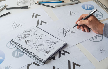Graphic designer creative design sketch drawing logo Trademark brand Workspace