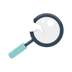 Broken Magnifier. The concept of erroneous search, false research and incorrect study. Cracked magnifying glass