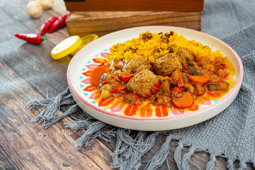 Moroccan beef kefta meatballs meatball and semolina