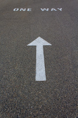 One way sign on the road