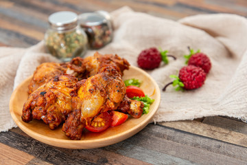 fried chicken wings on table