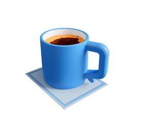 blue cup of coffee, 3d render, 3d illustration