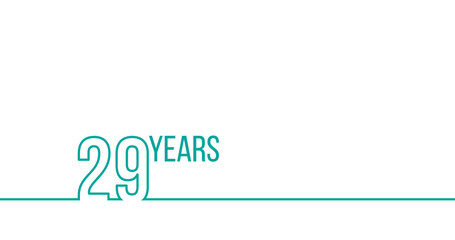 29 years anniversary or birthday. Linear outline graphics. Can be used for printing materials, brouchures, covers, reports. Stock Vector illustration isolated on white background