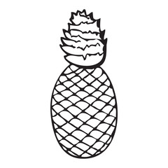 Black and white vector icon of pineapple