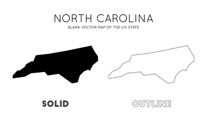 North Carolina map. Blank vector map of the US State. Borders of North Carolina for your infographic. Vector illustration.