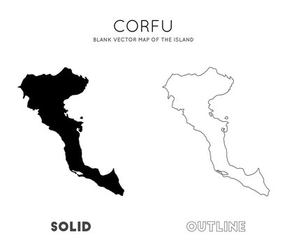 Corfu map. Blank vector map of the Island. Borders of Corfu for your infographic. Vector illustration.