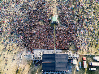Summer music festival. People near stage.