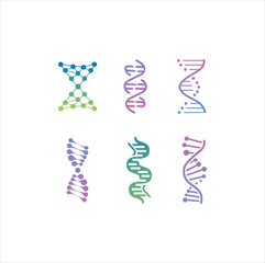 DNA genetic sign, icons and elements collection. colorful of DNA Symbol Isolated. DNA logo vector.