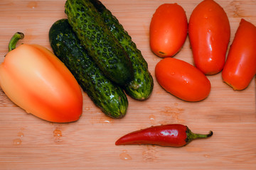 Fruit and vegetable borders Fruit and vegetable borders on wood table