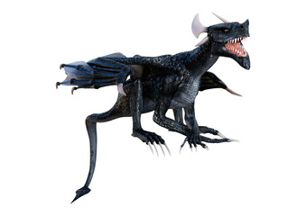 3D Rendering Fairy Tale Dragon on White