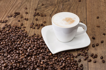 a cup of fresh cappuccino