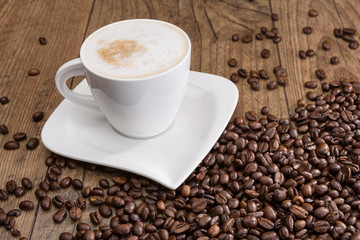 a cup of fresh cappuccino