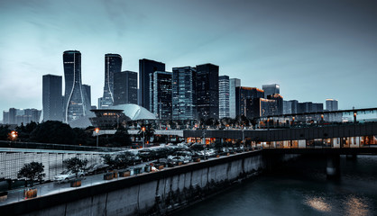 Panorama of Hangzhou Qianjiang New Town, China