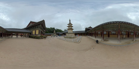 Gyeongju, South Korea 27 August 2019: 360VR_World Heritage Site_Bulguksa Temple. Bulguksa Temple is...