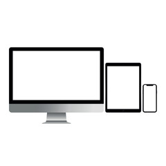 Realistic computer,tablet,smart phone mockup vector transparency vector