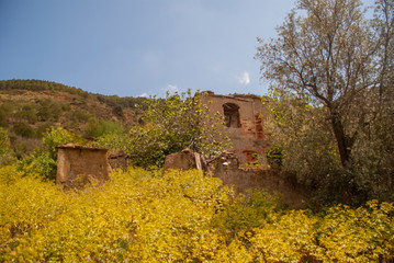 Fototapeta na wymiar ruined country house, Turón river