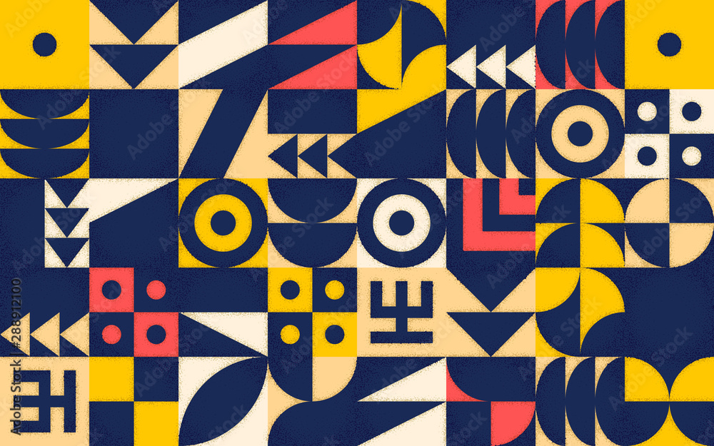 Poster geometric retro pattern with 30s styled shapes