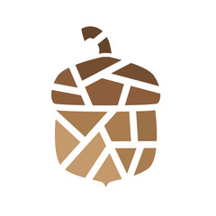 brown geometric acorn nut icon- vector illustration © chrupka