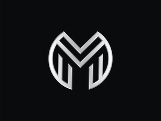 Vector template letter M. Sign in a linear style