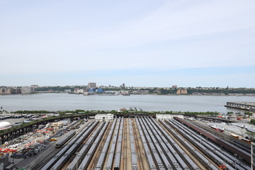 Fototapeta premium View of the Hudson yards and river and Weehawken