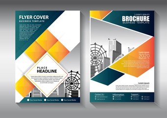 Brochure design, cover modern layout, annual report, poster, flyer in A4 with colorful triangles, geometric shapes for tech, science, market with light background