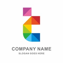 Monogram Letter T Square Pixel Business Company Stock Vector Logo Design Template