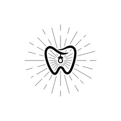 Vintage Dental sun light logo vector with bulb lamp idea concept