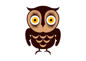 Abstract cute owl vector illustration. Cute owl isolated on a white background. Brown owl clip art. Graphic owl vector icon
