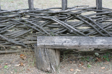 old wooden bench .vintage wooden bench in the countryside