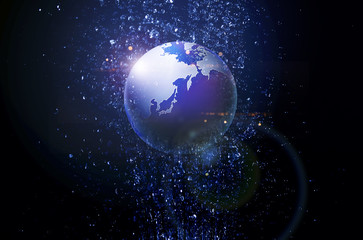 CG graphics of blue earth and water