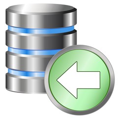 Classic database previous. Vector icon.