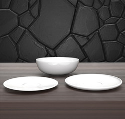 Plate Set on Kitchen Counter 3D Render